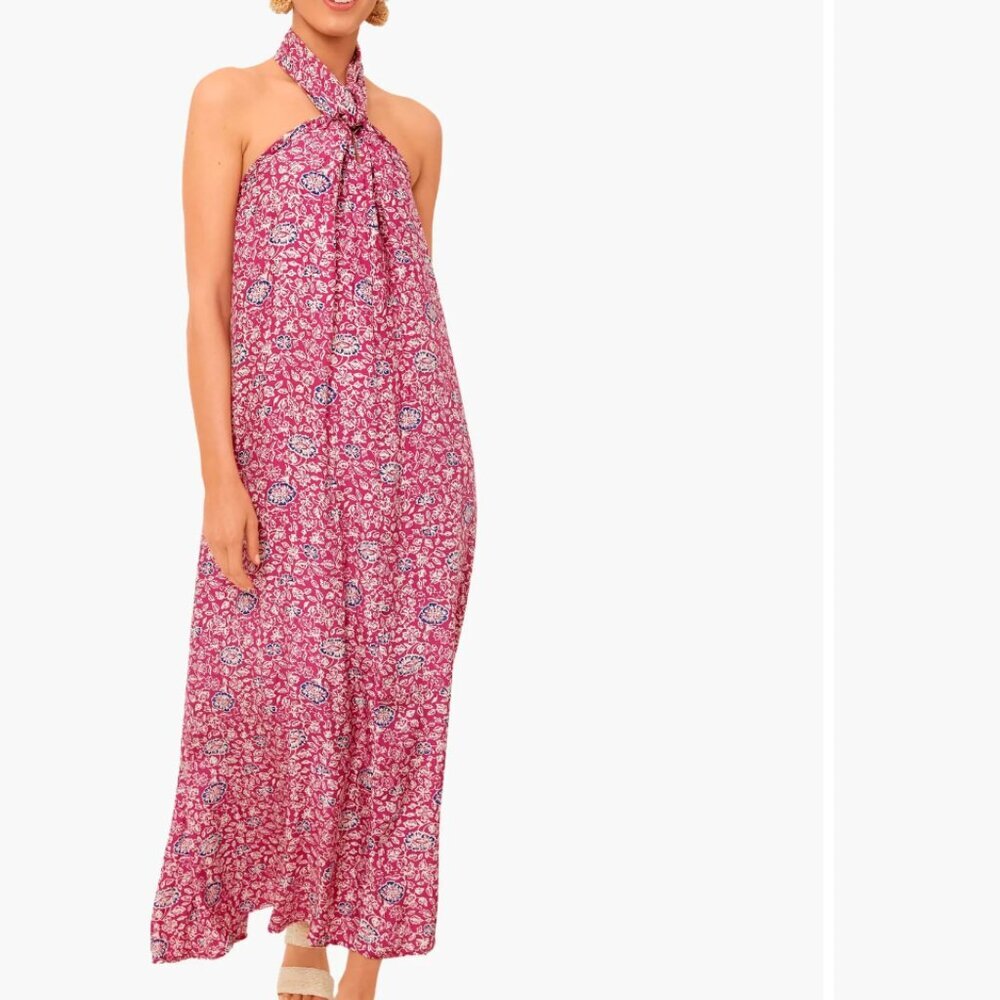 Natalie Martin Astrid Floral Print Silk  Maxi Dress Whimsical Romantic Feminine